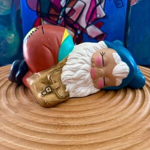 Vtg 1970s Hand Painted Ceramic Sleeping Garden Gnome Dwarf
Figurine 9" Long